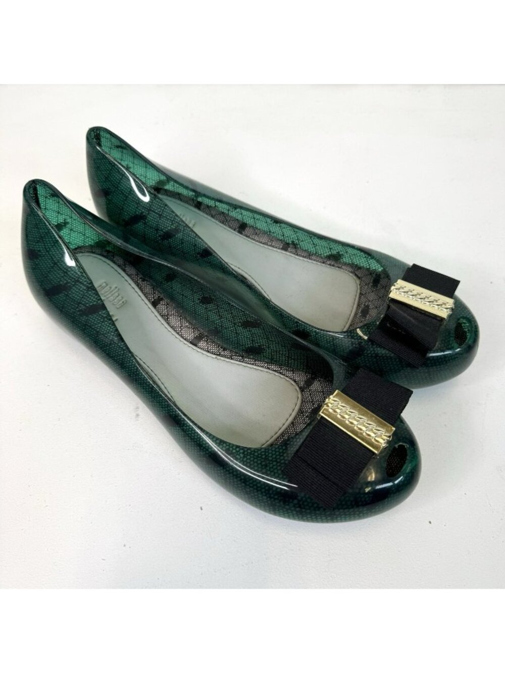 Melissa x Jason Wu Ultragirl Green Jelly Ballet Flats Shoes Womens US 8 EU 39